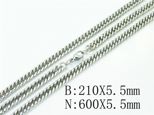 BC Wholesale Jewelry Set Stainless Steel 316L Necklace Bracelet Jewelry Set NO.#BC61S0562ML