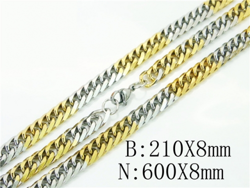BC Wholesale Jewelry Set Stainless Steel 316L Necklace Bracelet Jewelry Set NO.#BC61S0579HJL