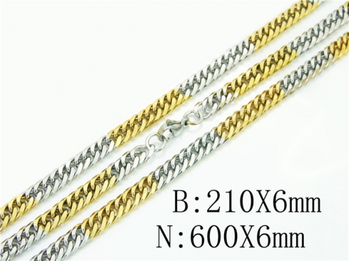 BC Wholesale Jewelry Set Stainless Steel 316L Necklace Bracelet Jewelry Set NO.#BC61S0576HHL