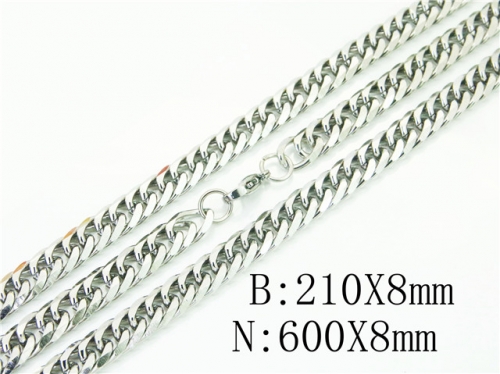 BC Wholesale Jewelry Set Stainless Steel 316L Necklace Bracelet Jewelry Set NO.#BC61S0577NL