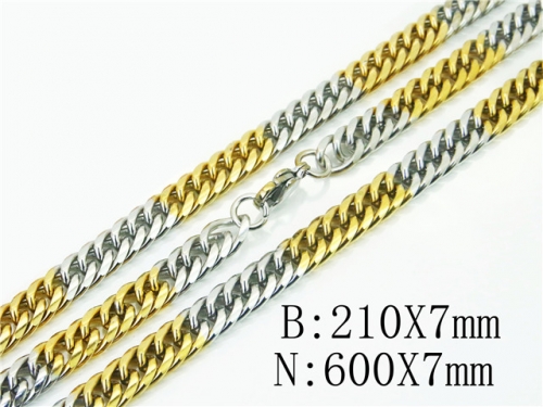 BC Wholesale Jewelry Set Stainless Steel 316L Necklace Bracelet Jewelry Set NO.#BC61S0558HJL