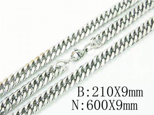 BC Wholesale Jewelry Set Stainless Steel 316L Necklace Bracelet Jewelry Set NO.#BC61S0580OL