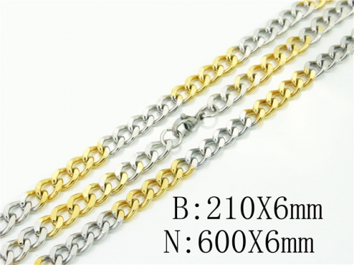 BC Wholesale Jewelry Set Stainless Steel 316L Necklace Bracelet Jewelry Set NO.#BC61S0594HEE