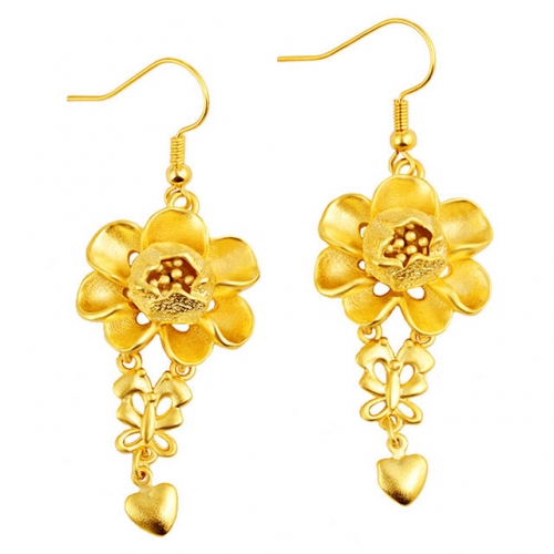 BC Wholesale 24K Gold Jewelry Women's Earrings Alluvial Gold Earrings Jewelry NO.#CJ4ET101