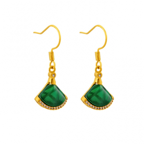 BC Wholesale 24K Gold Jewelry Women's Earrings Alluvial Gold Earrings Jewelry NO.#CJ4EAK101