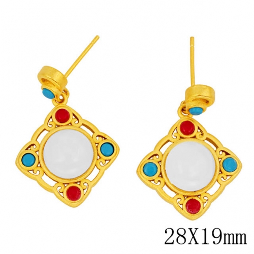 BC Wholesale 24K Gold Jewelry Women's Earrings Alluvial Gold Earrings Jewelry NO.#CJ4ECO101