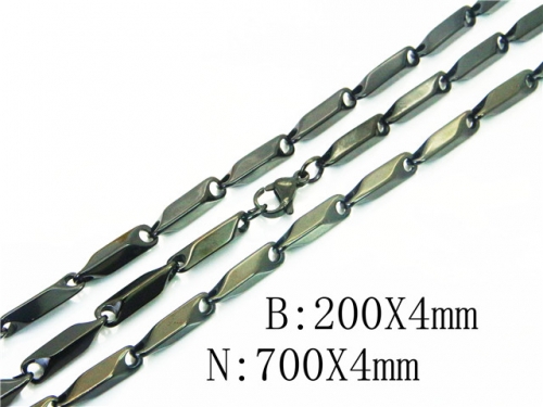 Wholesale Stainless Steel 316L Necklace & Bracelet Set NO.#BC40S0513HHL
