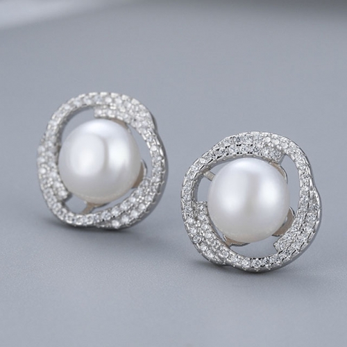 BC Jewelry Wholesale 925 Silver Earrings Natural Pearl Fashion Earrings NO.#925J9E2106