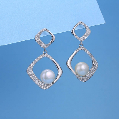 BC Jewelry Wholesale 925 Silver Earrings Natural Pearl Fashion Earrings NO.#925J9E2960