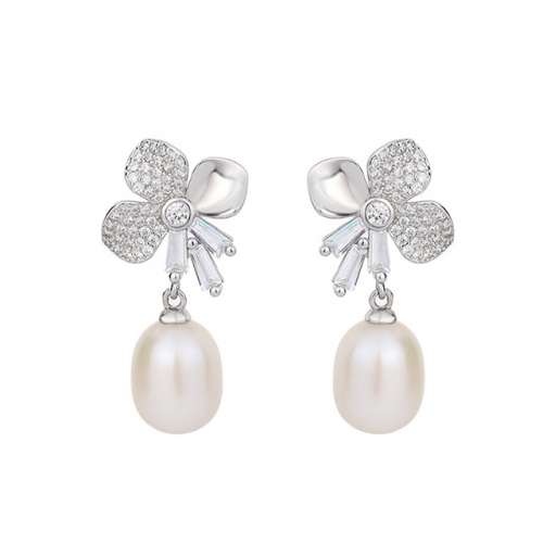 BC Jewelry Wholesale 925 Silver Earrings Natural Pearl Fashion Earrings NO.#925J9E2982