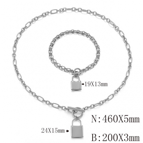 Wholesale Jewelry Sets Stainless Steel 316L Necklace & Bracelet Set NO.#SJ113S138508