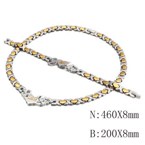 Wholesale Jewelry Sets Stainless Steel 316L Necklace & Bracelet Set NO.#SJ113S103538