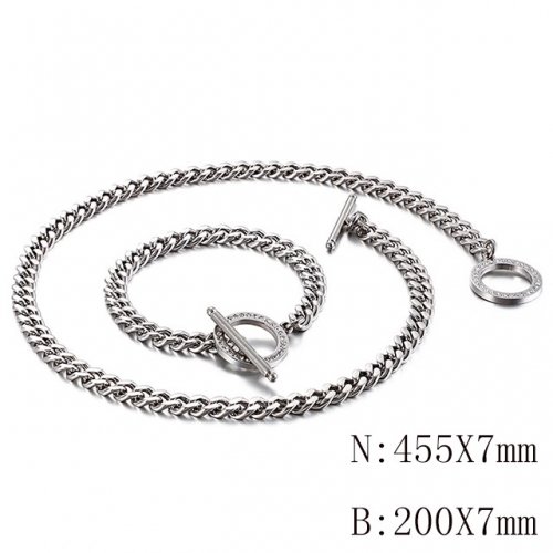 Wholesale Jewelry Sets Stainless Steel 316L Necklace & Bracelet Set NO.#SJ113S129854