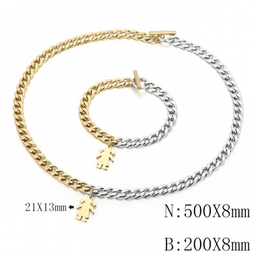 Wholesale Jewelry Sets Stainless Steel 316L Necklace & Bracelet Set NO.#SJ113S143420
