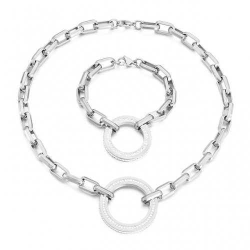 Wholesale Jewelry Sets Stainless Steel 316L Necklace & Bracelet Set NO.#SJ113S189801