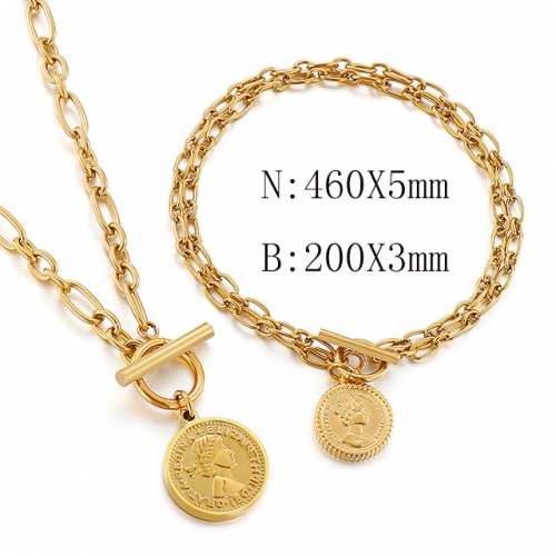 Wholesale Jewelry Sets Stainless Steel 316L Necklace & Bracelet Set NO.#SJ113S138516