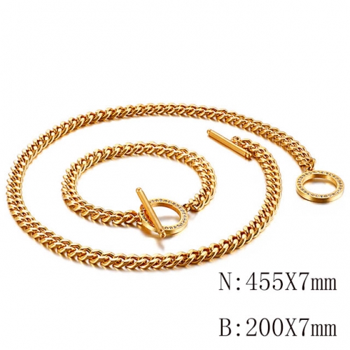 Wholesale Jewelry Sets Stainless Steel 316L Necklace & Bracelet Set NO.#SJ113S129855