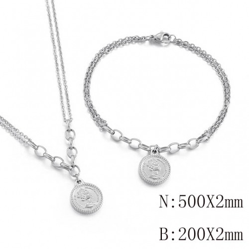 Wholesale Jewelry Sets Stainless Steel 316L Necklace & Bracelet Set NO.#SJ113S143169