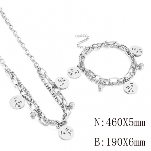 Wholesale Jewelry Sets Stainless Steel 316L Necklace & Bracelet Set NO.#SJ113S188056