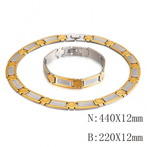 Wholesale Jewelry Sets Stainless Steel 316L Necklace & Bracelet Set NO.#SJ113S103492