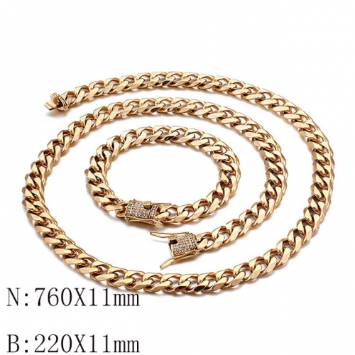 Wholesale Jewelry Sets Stainless Steel 316L Necklace & Bracelet Set NO.#SJ113SGD96879