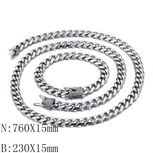 Wholesale Jewelry Sets Stainless Steel 316L Necklace & Bracelet Set NO.#SJ113SSD96875
