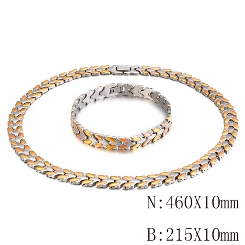 Wholesale Jewelry Sets Stainless Steel 316L Necklace & Bracelet Set NO.#SJ113S103521