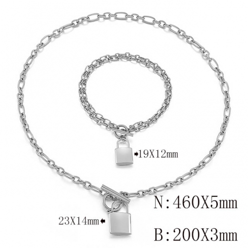 Wholesale Jewelry Sets Stainless Steel 316L Necklace & Bracelet Set NO.#SJ113S138512