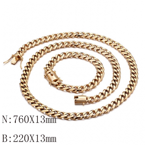 Wholesale Jewelry Sets Stainless Steel 316L Necklace & Bracelet Set NO.#SJ113S96874