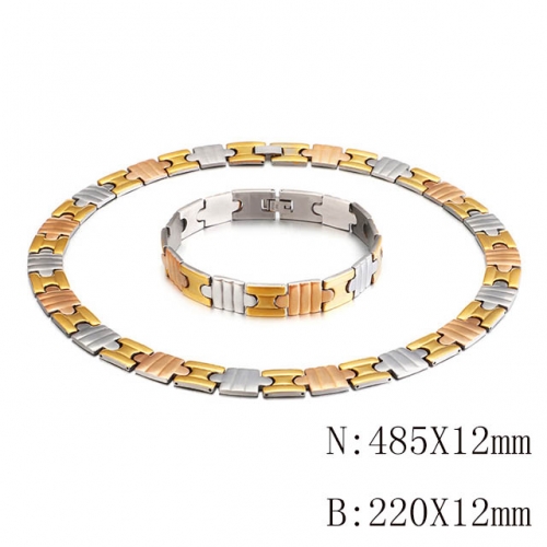 Wholesale Jewelry Sets Stainless Steel 316L Necklace & Bracelet Set NO.#SJ113S103486