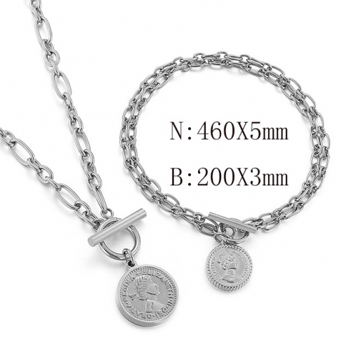 Wholesale Jewelry Sets Stainless Steel 316L Necklace & Bracelet Set NO.#SJ113S138517