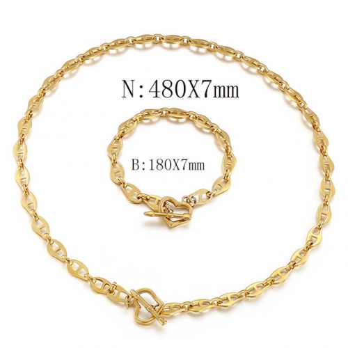 Wholesale Jewelry Sets Stainless Steel 316L Necklace & Bracelet Set NO.#SJ113S141910