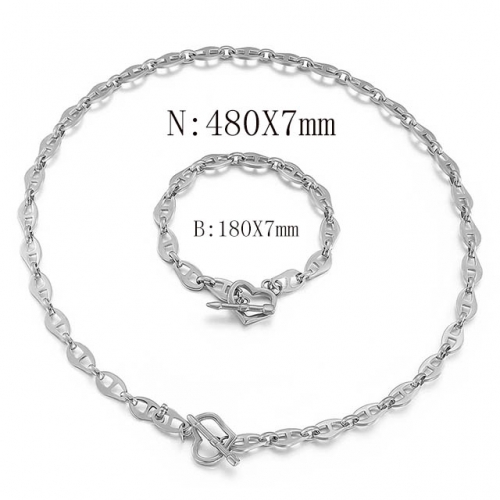 Wholesale Jewelry Sets Stainless Steel 316L Necklace & Bracelet Set NO.#SJ113S141909