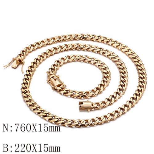 Wholesale Jewelry Sets Stainless Steel 316L Necklace & Bracelet Set NO.#SJ113SG96875