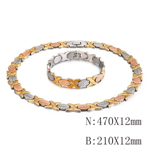 Wholesale Jewelry Sets Stainless Steel 316L Necklace & Bracelet Set NO.#SJ113ST103525