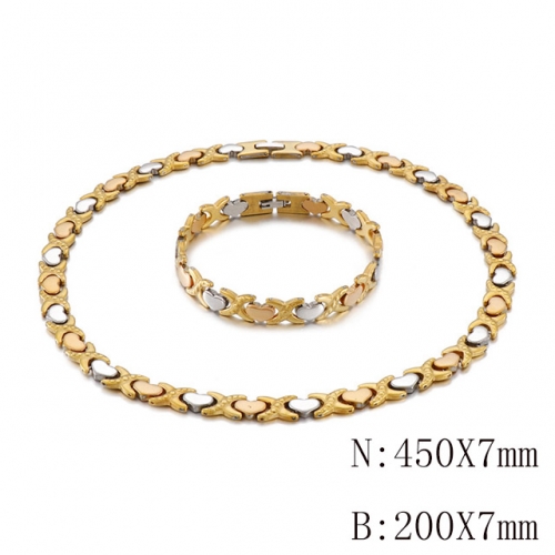 Wholesale Jewelry Sets Stainless Steel 316L Necklace & Bracelet Set NO.#SJ113S103504