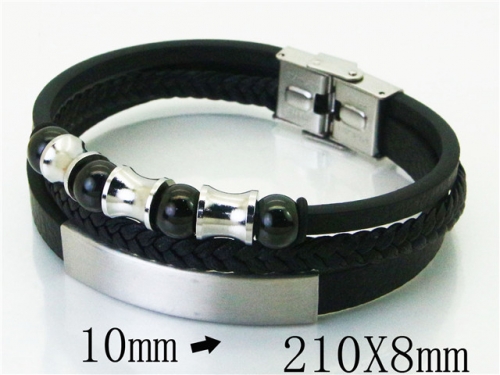BC Jewelry Wholesale Leather Bracelet Stainless Steel Bracelet Jewelry NO.#BC23B0210HKX