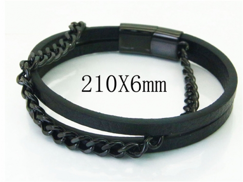 BC Jewelry Wholesale Leather Bracelet Stainless Steel Bracelet Jewelry NO.#BC23B0237HKE