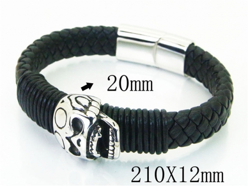 BC Jewelry Wholesale Leather Bracelet Stainless Steel Bracelet Jewelry NO.#BC23B0230HKS