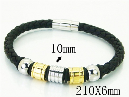 BC Jewelry Wholesale Leather Bracelet Stainless Steel Bracelet Jewelry NO.#BC23B0217HLC