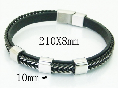 BC Jewelry Wholesale Leather Bracelet Stainless Steel Bracelet Jewelry NO.#BC23B0233HMS