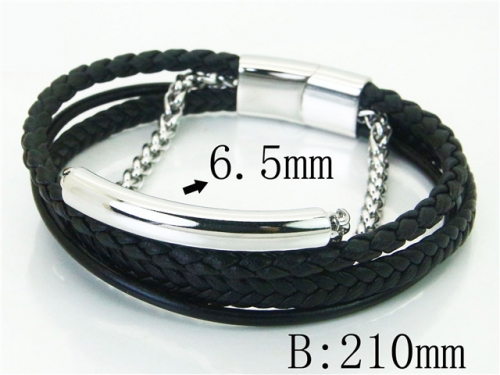 BC Jewelry Wholesale Leather Bracelet Stainless Steel Bracelet Jewelry NO.#BC23B0241HLF