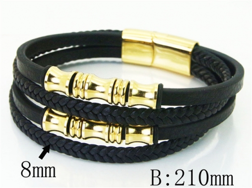 BC Jewelry Wholesale Leather Bracelet Stainless Steel Bracelet Jewelry NO.#BC23B0245HOX