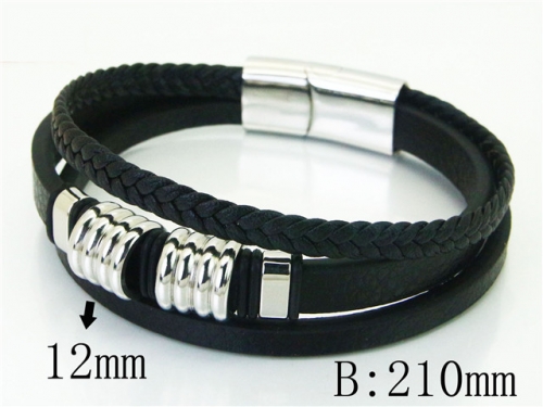 BC Jewelry Wholesale Leather Bracelet Stainless Steel Bracelet Jewelry NO.#BC23B0249HKZ