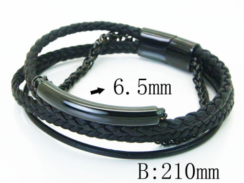 BC Jewelry Wholesale Leather Bracelet Stainless Steel Bracelet Jewelry NO.#BC23B0243HNS