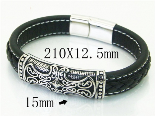 BC Jewelry Wholesale Leather Bracelet Stainless Steel Bracelet Jewelry NO.#BC23B0231HKF