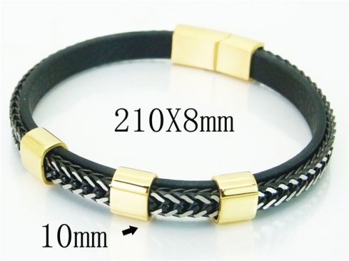 BC Jewelry Wholesale Leather Bracelet Stainless Steel Bracelet Jewelry NO.#BC23B0234HOE