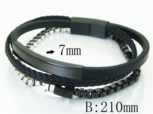 BC Jewelry Wholesale Leather Bracelet Stainless Steel Bracelet Jewelry NO.#BC23B0240HNC