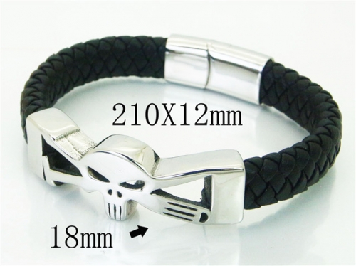 BC Jewelry Wholesale Leather Bracelet Stainless Steel Bracelet Jewelry NO.#BC23B0222HLV