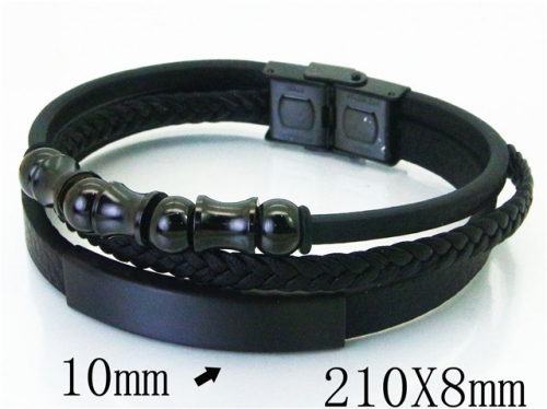 BC Jewelry Wholesale Leather Bracelet Stainless Steel Bracelet Jewelry NO.#BC23B0212HML